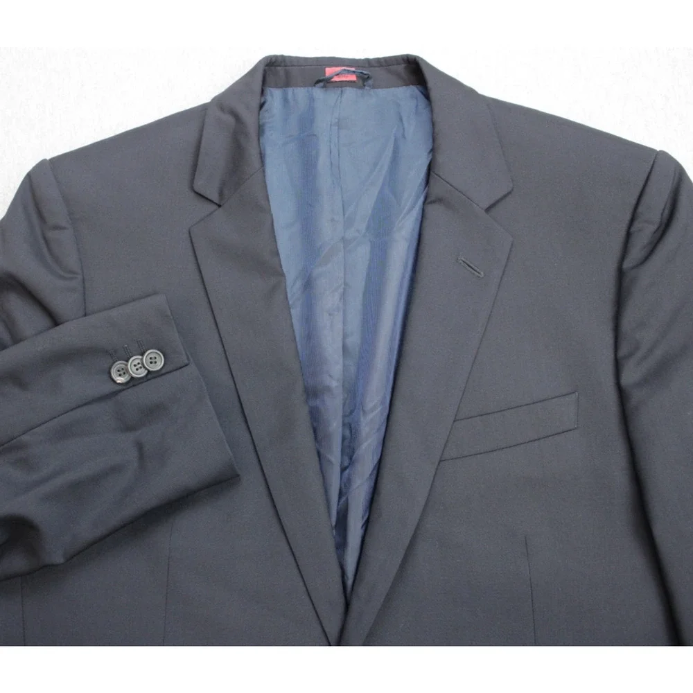 Hugo Boss Blazer‎ Mens 42R Navy Blue 100% Wool 2 Buttons Lined Notch Label